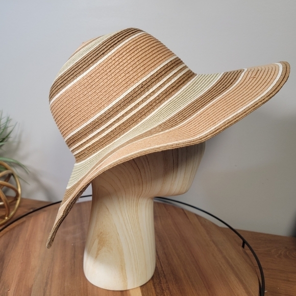 Ladies Fit Wide Brim Sun Hat Striped Foldable Travel Vacation Floppy Hat Beach - Picture 4 of 11